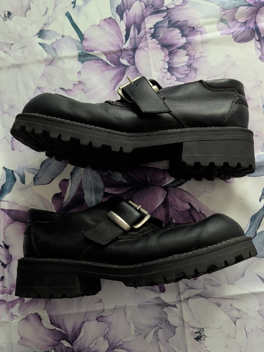 Vintage BED STU Chunky Heel Platform Lug Roller Buckle Shoes RARE Archival SZ 13